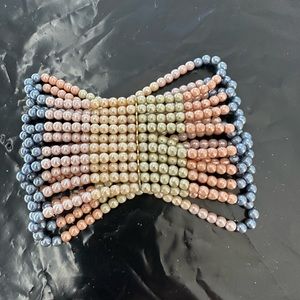 Faux Pearl 10 Strand Stretch Bracelet
